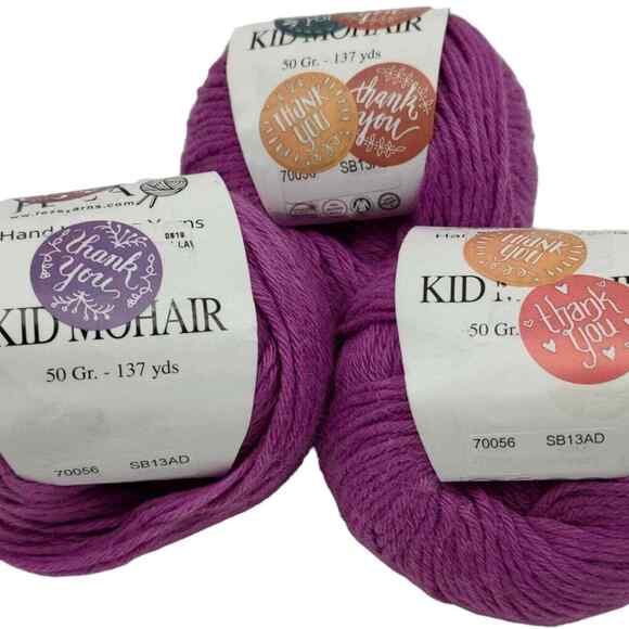 100% Organic KID MOHAIR by FEZA Yarns Mohair Alpaca Nylon Viscose Blend 3 Skeins - Picture 3 of 3